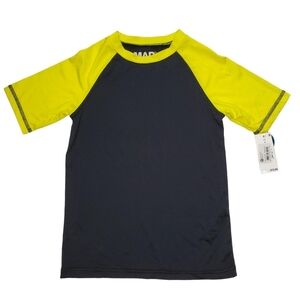 MAD Engine | NWT UPF 50+ Black Neon Yellow Rash Guard Summer Swim Top Boy's M